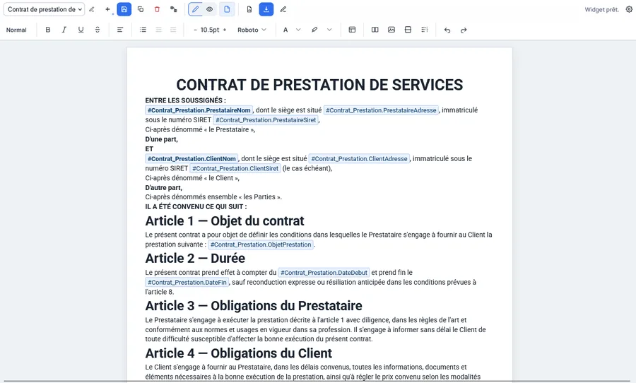 Génération de documents depuis les données Grist